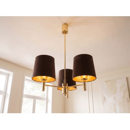 Brilagi - Staafkroonluchter MONTE 3xE27/60W/230V bruin/goud