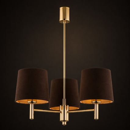 Brilagi - Staafkroonluchter MONTE 3xE27/60W/230V bruin/goud