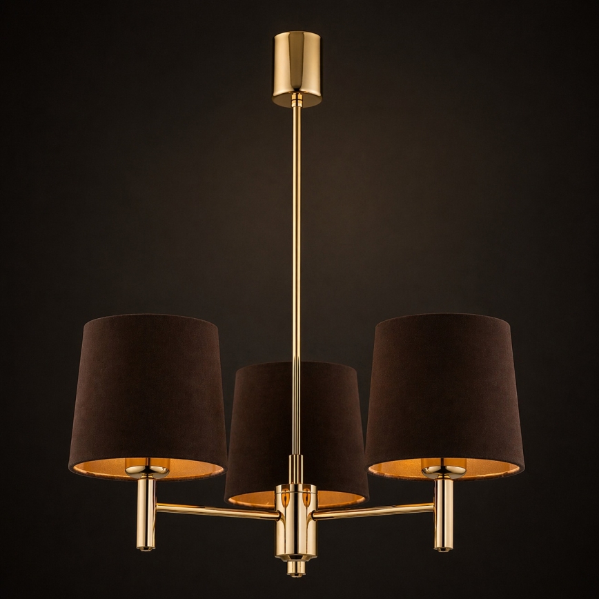 Brilagi - Staafkroonluchter MONTE 3xE27/60W/230V bruin/goud