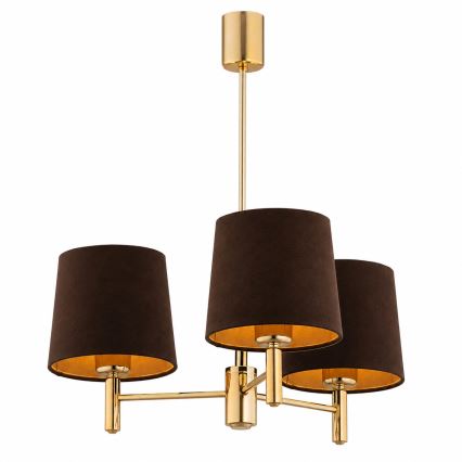 Brilagi - Staafkroonluchter MONTE 3xE27/60W/230V bruin/goud