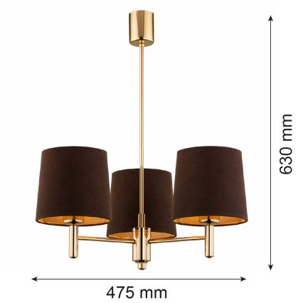 Brilagi - Staafkroonluchter MONTE 3xE27/60W/230V bruin/goud