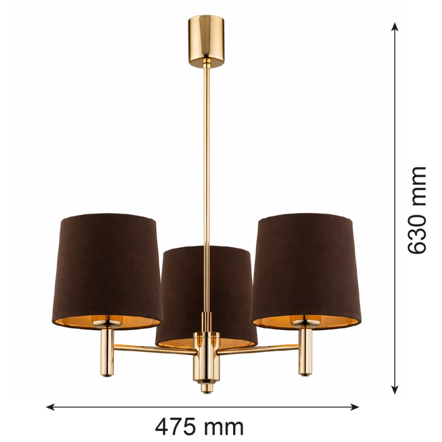 Brilagi - Staafkroonluchter MONTE 3xE27/60W/230V bruin/goud