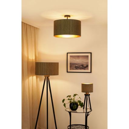 Brilagi - Staande Lamp BOSTON ROLLER 1xE27/15W/230V stro bruin/goud