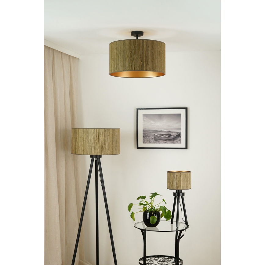Brilagi - Staande Lamp BOSTON ROLLER 1xE27/15W/230V stro bruin/goud