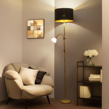 Brilagi - Staande lamp CERIA 2-in-1 1xE27/100W/230V + 1xE14/25W goud/zwart