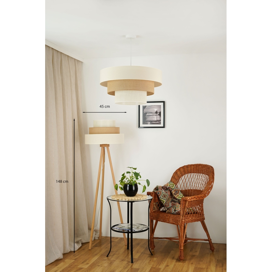 Brilagi - Staande Lamp DENVER LUNETA 1xE27/15W/230V beige/bruin/crème