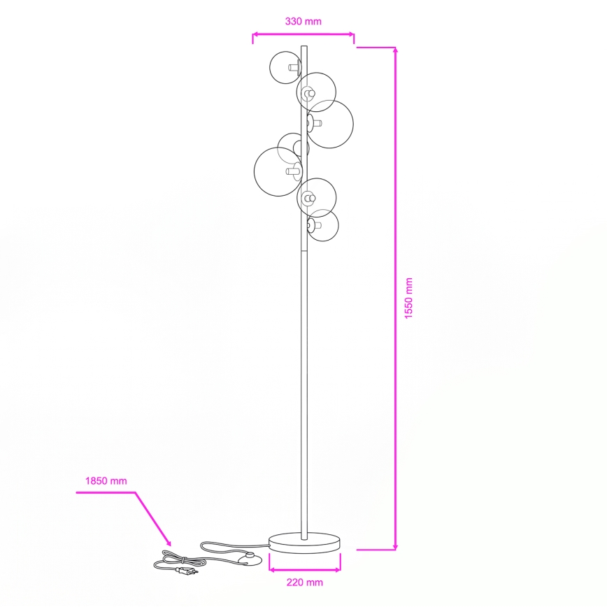 Brilagi - Staande LED Lamp MILLA 7xG9/3W/230V goud/gerookt