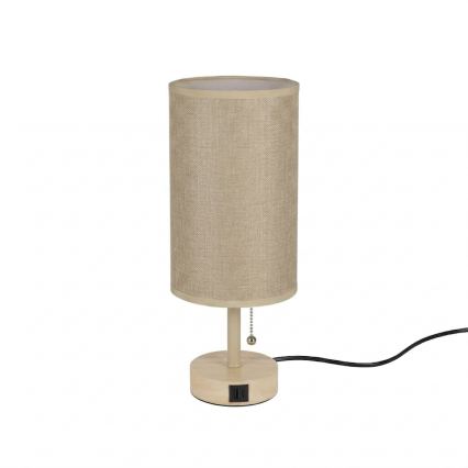 Brilagi - Tafelamp met USB-poort TABLON 1xE27/25W/230V eiken/beige