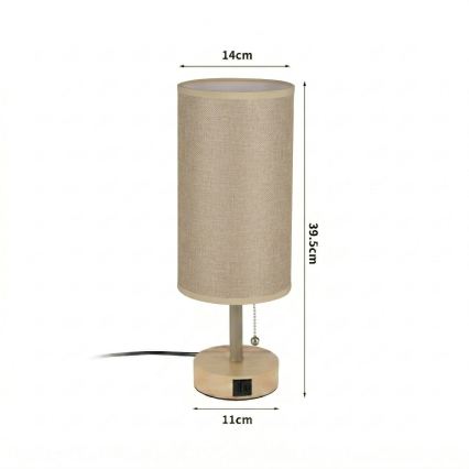 Brilagi - Tafelamp met USB-poort TABLON 1xE27/25W/230V eiken/beige