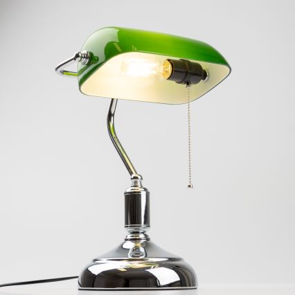 Brilagi - Tafellamp BANK OFFICE 1xE27/60W/230V glanzend chroom/groen