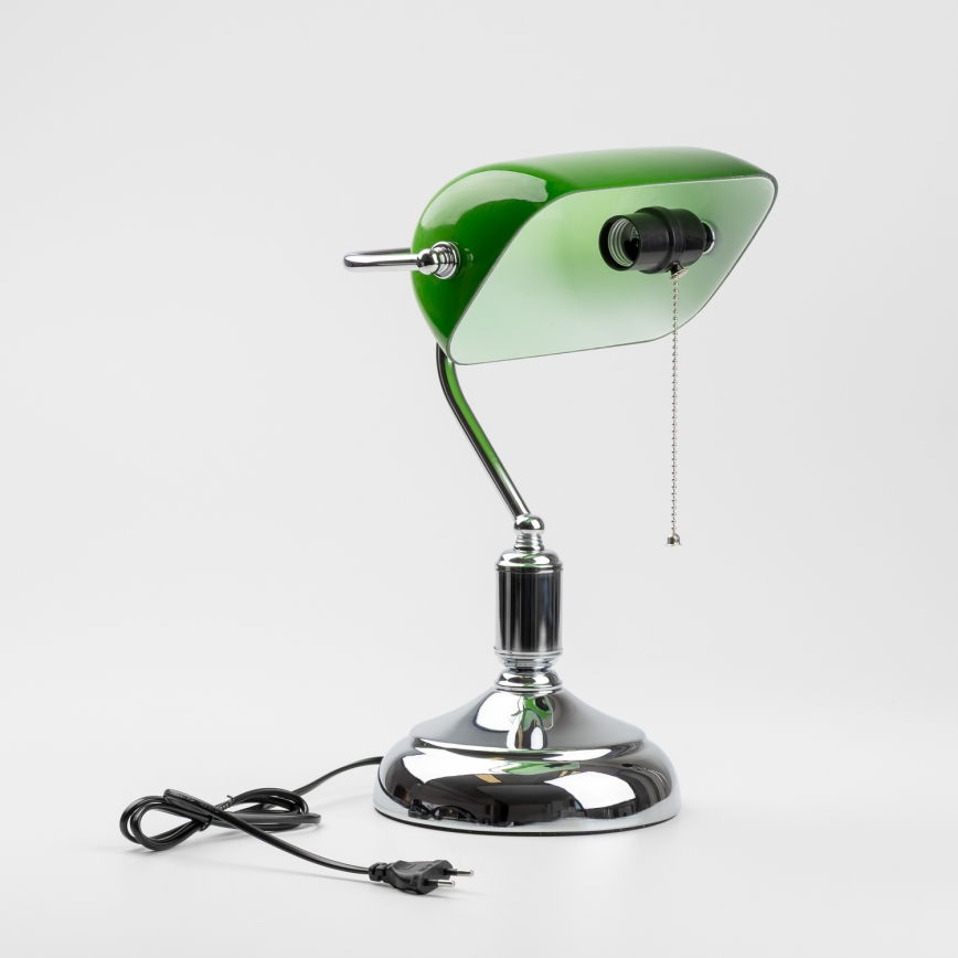 Brilagi - Tafellamp BANK OFFICE 1xE27/60W/230V glanzend chroom/groen