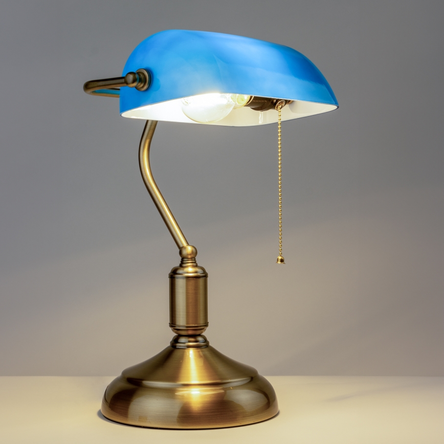 Brilagi - Tafellamp BANK OFFICE 1xE27/60W/230V messing/blauw