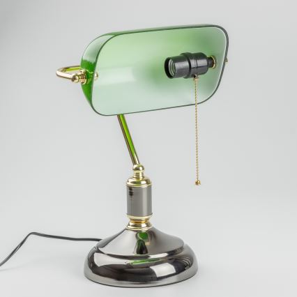 Brilagi - Tafellamp BANK OFFICE 1xE27/60W/230V zwart/goud/groen