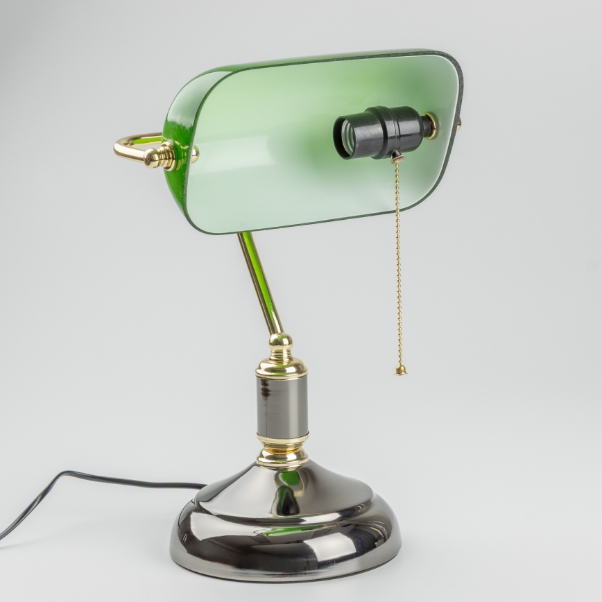 Brilagi - Tafellamp BANK OFFICE 1xE27/60W/230V zwart/goud/groen