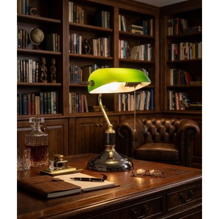 BRILAGI - Tafellamp BANK OFFICE 1xE27/60W/230V zwart/goud/groen