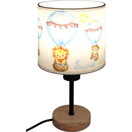 Brilagi - Kinderbureaulamp BOBO WOOD 1xE27/25W/230V eiken/zwart/wit/dieren