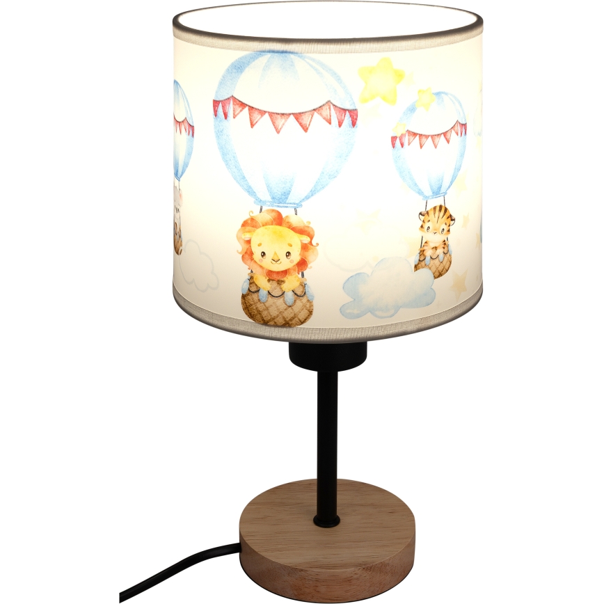 Brilagi - Kinderbureaulamp BOBO WOOD 1xE27/25W/230V eiken/zwart/wit/dieren