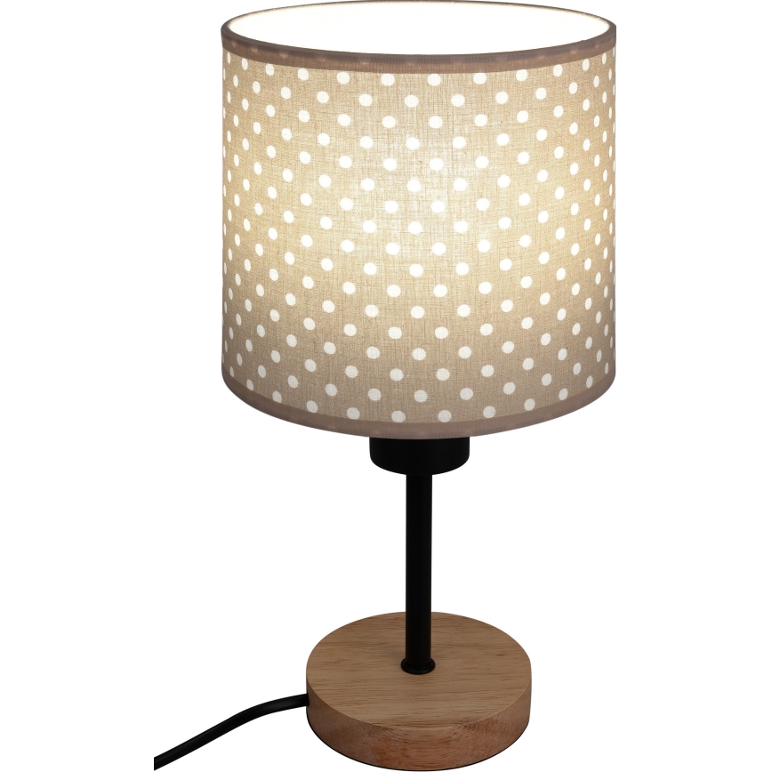 Brilagi - Kindertafellamp BOBO WOOD 1xE27/25W/230V eik/zwart/beige/stippen