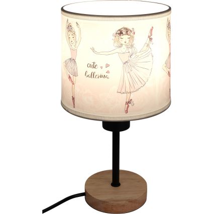 Brilagi - Kinder tafellamp BOBO WOOD 1xE27/25W/230V eik/zwart/wit/roze/balletschoentjes