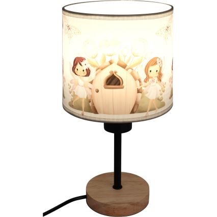 Brilagi - BOBO WOOD kinderbureaulamp 1xE27/25W/230V eiken/zwart/wit/roze/feeën