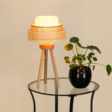 Brilagi - Tafellamp CEDAR LUNETA 1xE27/15W/230V riet/bruin/crème