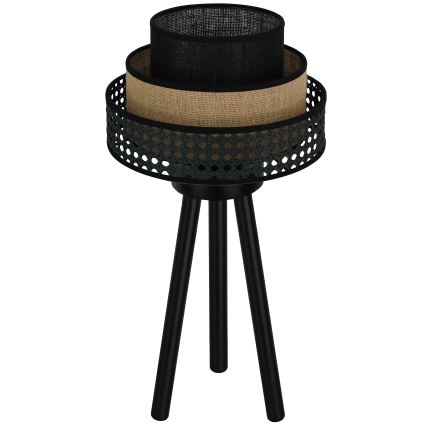 Brilagi - Tafellamp DAKOTA LUNETA 1xE27/15W/230V zwart/rotan