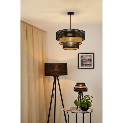 Brilagi - Tafellamp DAKOTA LUNETA 1xE27/15W/230V zwart/rotan