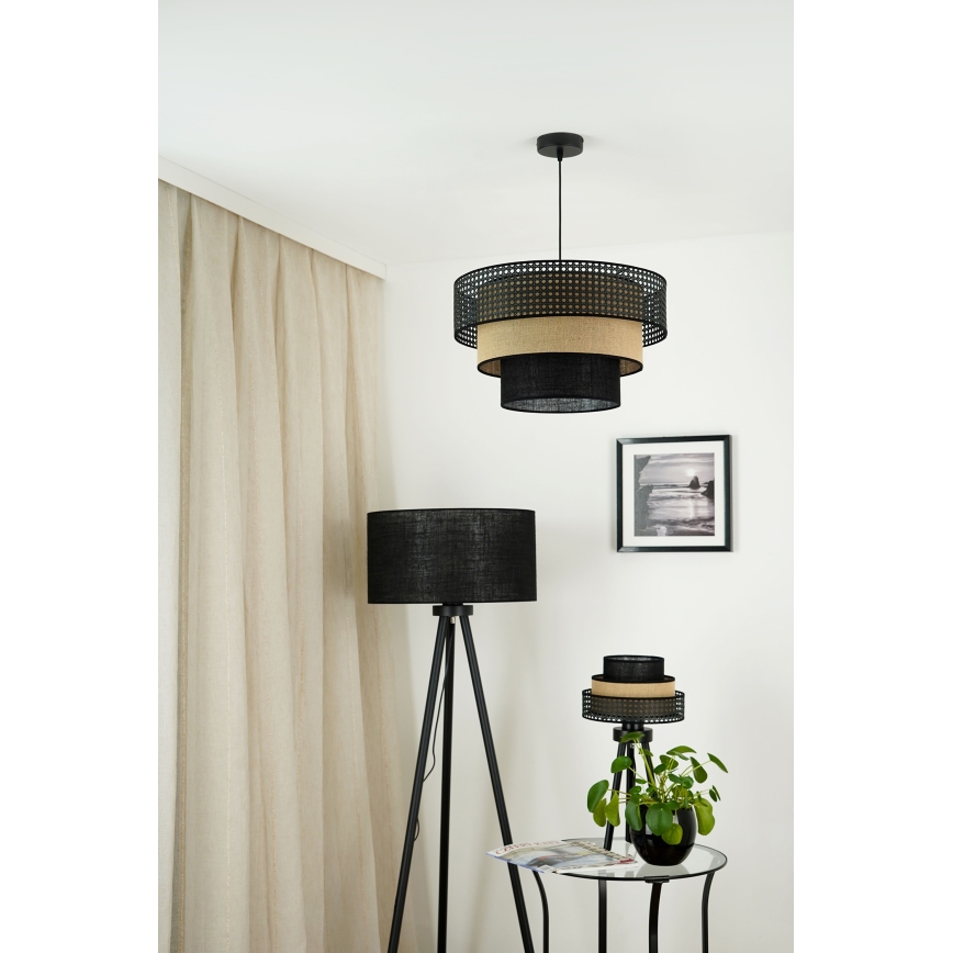 Brilagi - Tafellamp DAKOTA LUNETA 1xE27/15W/230V zwart/rotan