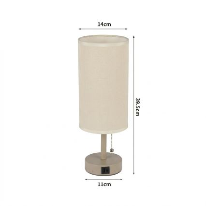 Brilagi - Tafellamp met USB-poort TABLON 1xE27/25W/230V beige/crème