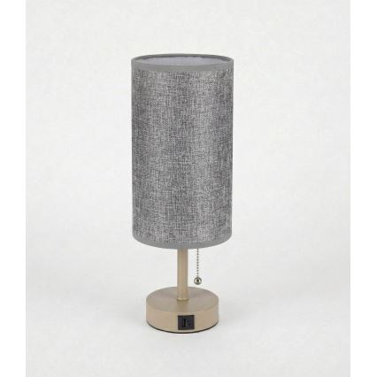 Brilagi - Tafellamp met USB-poort TABLON 1xE27/25W/230V beige/grijs