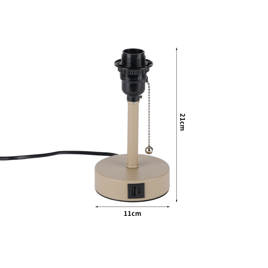 Brilagi - Tafellamp met USB-poort TABLON 1xE27/25W/230V beige