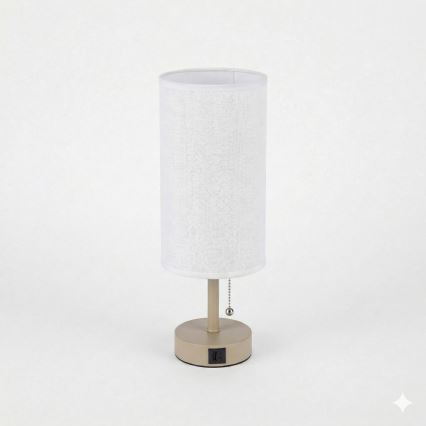 Brilagi - Tafellamp met USB-poort TABLON 1xE27/25W/230V beige/wit