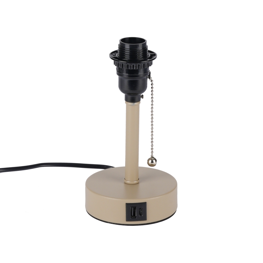 Brilagi - Tafellamp met USB-poort TABLON 1xE27/25W/230V beige/zwart