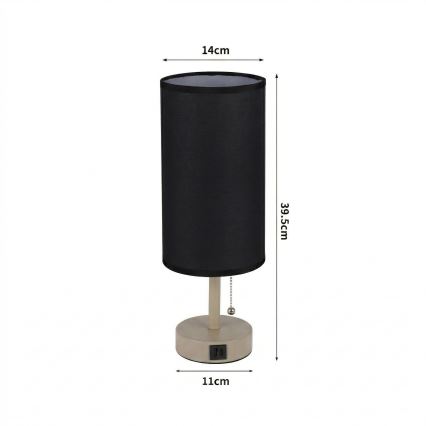 Brilagi - Tafellamp met USB-poort TABLON 1xE27/25W/230V beige/zwart