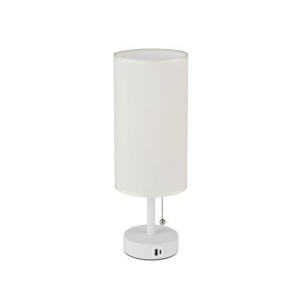 Brilagi - Tafellamp met USB-poort TABLON 1xE27/25W/230V wit/crème