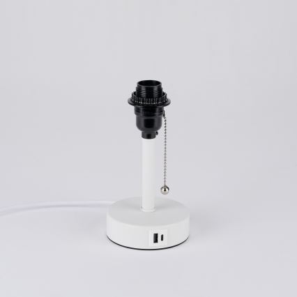 Brilagi - Tafellamp met USB-poort TABLON 1xE27/25W/230V wit/crème