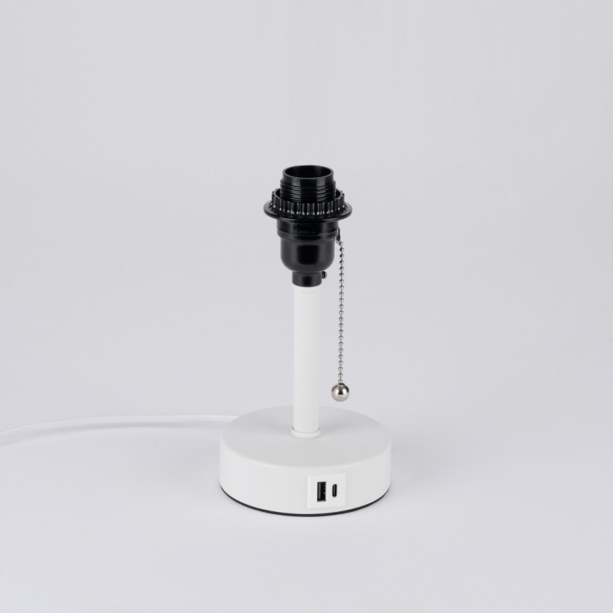 Brilagi - Tafellamp met USB-poort TABLON 1xE27/25W/230V wit/crème