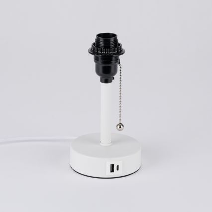 Brilagi - Tafellamp met USB-poort TABLON 1xE27/25W/230V wit/grijs