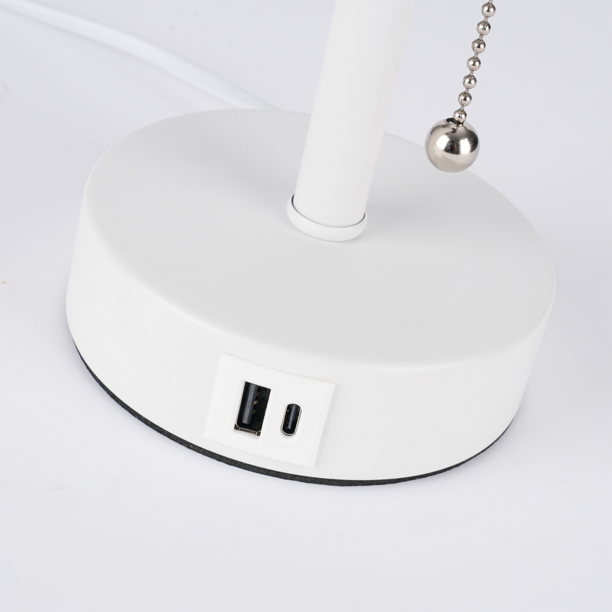 Brilagi - Tafellamp met USB-poort TABLON 1xE27/25W/230V wit/zwart