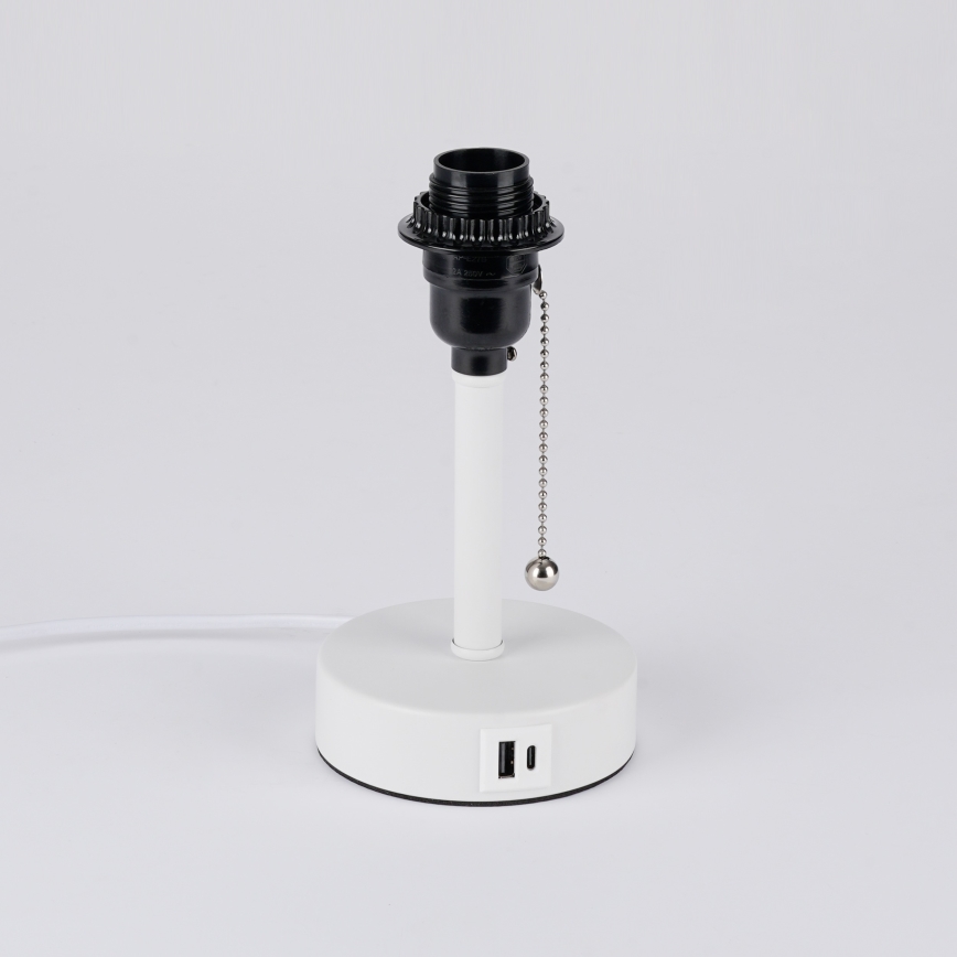 Brilagi - Tafellamp met USB-poort TABLON 1xE27/25W/230V wit/zwart