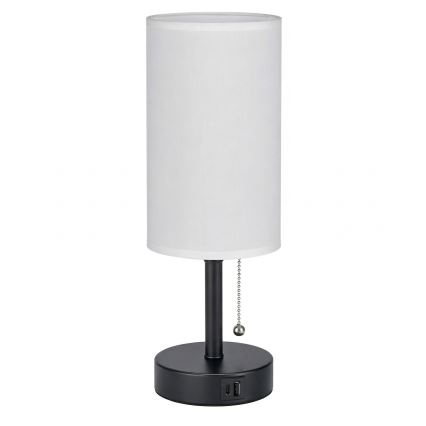Brilagi - Tafellamp met USB-poort TABLON 1xE27/25W/230V zwart/wit