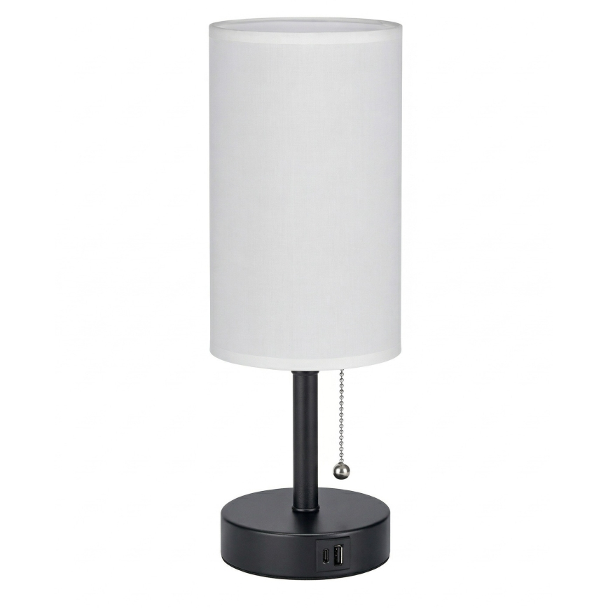 Brilagi - Tafellamp met USB-poort TABLON 1xE27/25W/230V zwart/wit