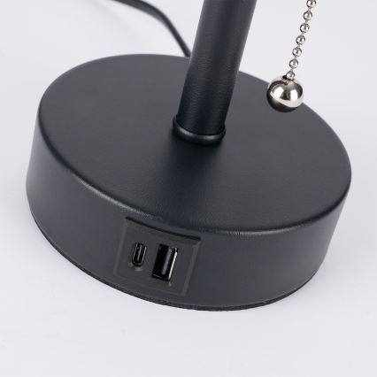 Brilagi - Tafellamp met USB-poort TABLON 1xE27/25W/230V zwart/wit