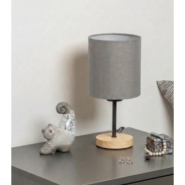 Brilagi - Tafellamp NUBILA WOOD 1xE27/25W/230V eik/zwart/lichtgrijs