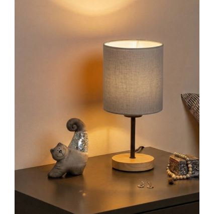 Brilagi - Tafellamp NUBILA WOOD 1xE27/25W/230V eik/zwart/lichtgrijs