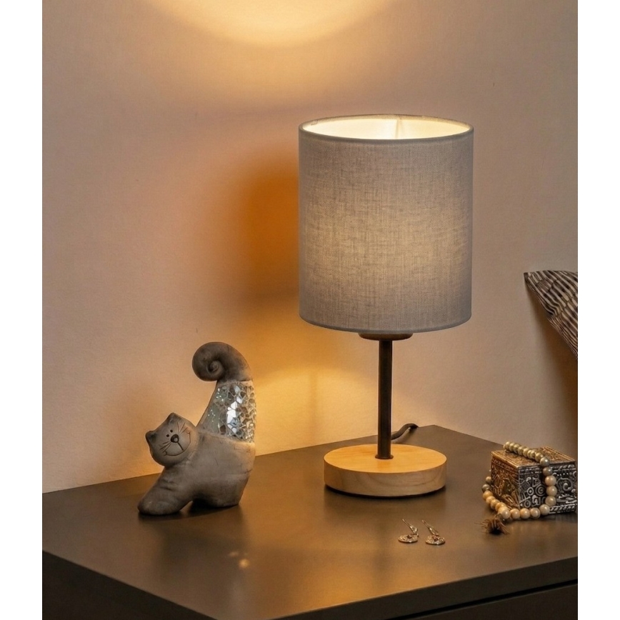 Brilagi - Tafellamp NUBILA WOOD 1xE27/25W/230V eik/zwart/lichtgrijs