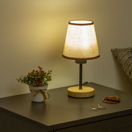 Brilagi - Tafellamp NUBILA WOOD 1xE27/25W/230V eiken/bruin