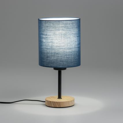 Brilagi - Tafellamp NUBILA WOOD 1xE27/25W/230V eiken/donkerblauw
