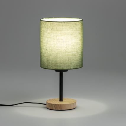 Brilagi - Tafellamp NUBILA WOOD 1xE27/25W/230V eiken/groen
