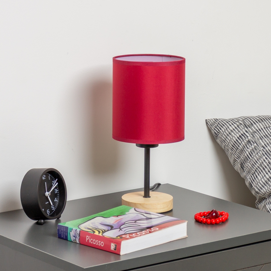 Brilagi - Tafellamp NUBILA WOOD 1xE27/25W/230V eiken/Pompejaanse rood